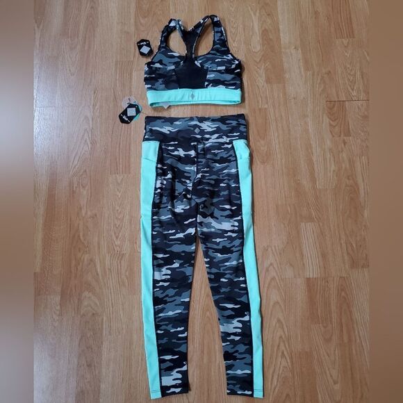 Rise by LuLaRoe Camouflage Workout Athleisure Sports Bra and Leggings Set Sz Sm - Picture 3 of 13